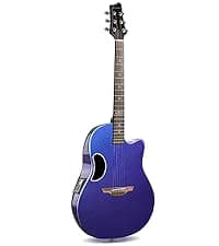 CAHAYA Acoustic Electric Guitar Kit - 41” Carbon Fiber Adult Beginner Set with Bag and Strap Built-In Pickup Rich Resonance & Warm Tone for Performance Ready, Pearl Blue-Purple Finish