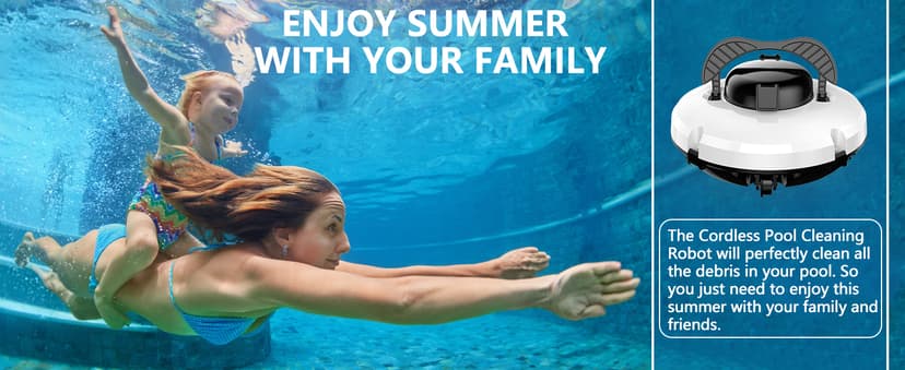 2026 Cordless Robotic Pool Cleaner - 120 Mins Automatic Pool Vacuum for Above Ground Pool & In - Ground Flat Pools up to 1000 Sq.Ft, Robot Pool Cleaner with Self - Parking Tech