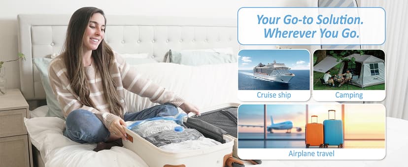 12 Pack Travel Vacuum Storage Bags with Rechargeable Wireless Electric Pump for Luggage, Suitcase, Carry-on Size Vacuum Seal Compression Space Saver Bags for Clothes and Clothing Travel