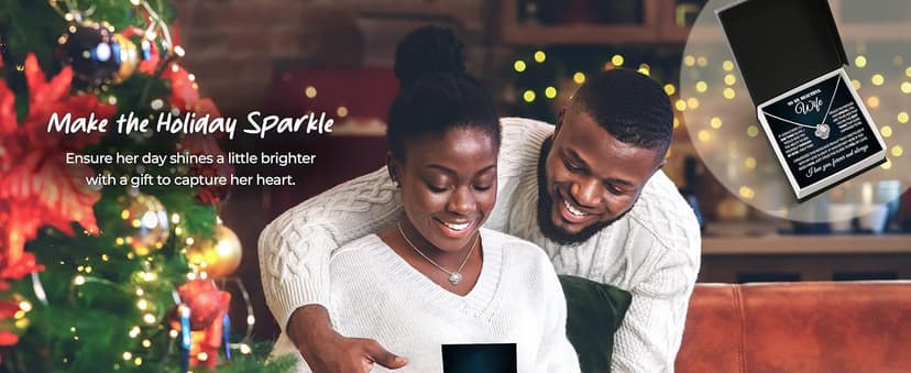 Larvincy To My Wife Necklace from Husband With Heartfelt Message & Elegant Box - Soulmate Necklace for Women, Romantic Jewelry Gift for Her On Birthday, Anniversary