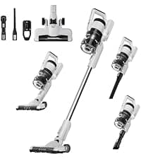 Eureka Cordless Vacuum Cleaner, Anti-Tangle Brushroll, Rechargeable Stick Vacuum, Lightweight for Carpet, Hard Floor, Pet Hair, White NEC280WH