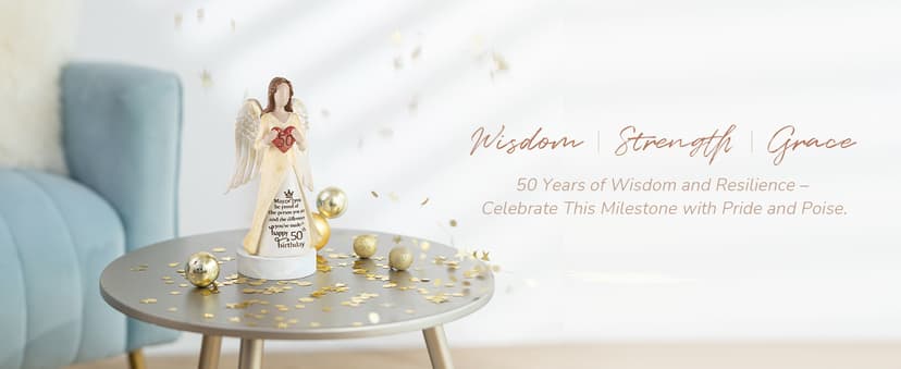 50th Birthday Gifts for Her Women: Happy Birthday Gift for Friends Besites Sisters Daughter Mom 50 Year Old Woman Birthday Angel Figurine