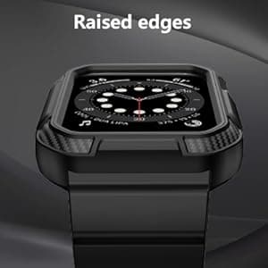 OROBAY Rugged Band Compatible with Apple Watch Band 45mm/44mm/42mm with Case, Shockproof Strap for iWatch SE3 SE2 SE Series 9/8/7/6/5/4/3/2/1 with Bumper Case Cover Men Women, Matte Black