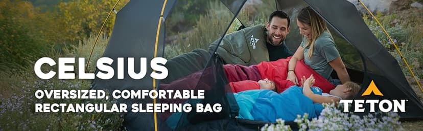 Teton Celsius Regular, 25F, 20F, 0F Degree Sleeping Bags, All Weather Bag for Adults and Kids, Camping Made Easy and Warm, Travel Sack Included