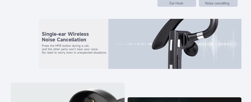 Bluetooth Headset V5.3,100 Hrs Talk Time Single-Ear Earphone, CVC8.0 Noise Cancelling Wireless Earbud, Business Earbud with 500 mAh Charging Case, Hands-Free Earpiece for Trucker/Home/Office Work