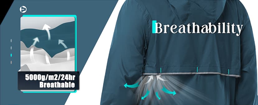 Outdoor Ventures Men's Rain Jacket Waterproof Lightweight Packable Rain Pullover for Hiking Golf Running