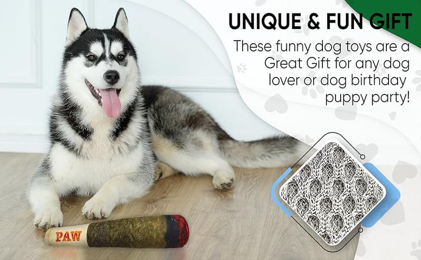 Doggy Doobie - Funny Dog Toys - Plush Squeaky Toys for Medium, Small and Large - Cool Stuffed Cute Gifts for Dog Birthday