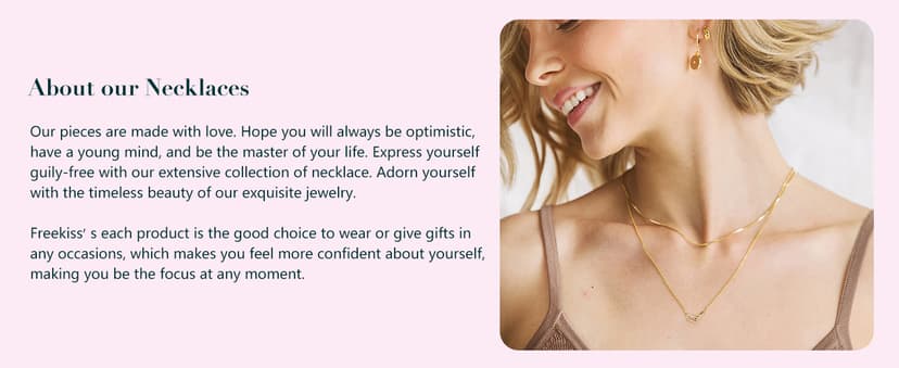 Freekiss Gold Pendant Necklace for Women, Dainty Diamond Necklaces for Women Simple 14K Gold Plated Paperclip Choker Necklaces Cute Minimalist Open Oval Necklaces Gold Jewelry for Women Gifts