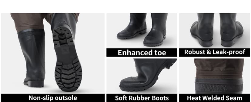 DikaSun Fishing Waders for Men & Women, Waterproof 2-Ply Nylon/PVC Chest Wader with Boots for Outdoor Sizes 4-13 Bootfoot