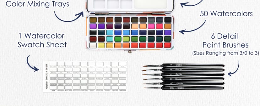 High Pigment Paints, Blendable Colors, Portable Travel Case, Painting, Sketching, Illustration, Beginner And Hobby Artists Grabie 50 Color Watercolor Paint Set with Brush Pens B0BJPQ3TKS