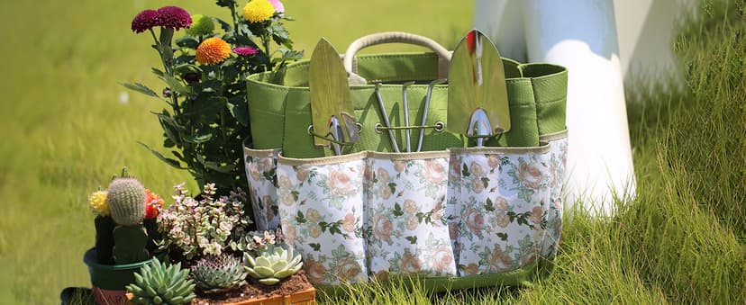 Rust-Resistant Steel Garden Tool Sets for Women, Men, Durable, Ergonomic Wooden Handle, Idea for Planting Work Grenebo Heavy Duty Gardening Tools with Handbag, Gardening Gifts for Women B09F9C3KFS