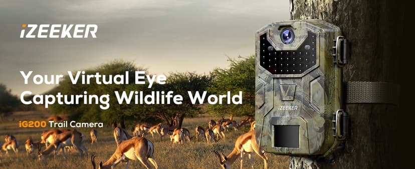 iZEEKER Trail Camera, HD Game Camera with 940nm No Glow Night Vision Motion Activated 0.2s Trigger Time, Hunting Camera No WiFi, IP66 Waterproof for Wildlife Monitoring Outdoor Security Deer Scouting