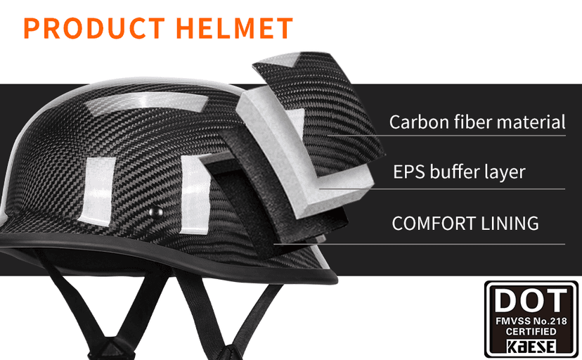 Vintage Motorcycle Half Helmets, Carbon Fiber Open Face Retro Motorcycle Helmets, German Style Half Shell Dot Helmet