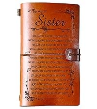 PRSTENLY Sisters Gifts from Sister Leather Journal, To My Sister Gifts 140 Page Refillable Notebooks, Graduation Mothers Day Valentines Day Christmas Gifts for Sister from Sister Brother