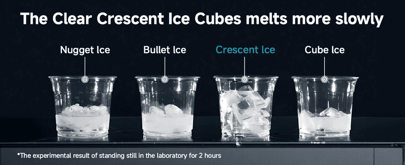 EUHOMY LunaArc Crescent Ice Maker Countertop, 16Pcs Ready in 12Mins, 1600Pcs/Day, Auto Deep Cleaning, Timer, Adjustable Ice Thickness, Portable Ice Cube Maker for Whiskey/Coffee/Soft Drinks