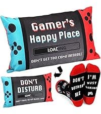 Slothoem-Gamer Gifts for Men Teenage Boy, Gamer Room Decor for Brother, Gaming Gifts for Son, Boyfriend, Husband, Gamer Room Accessories Stuff, Wooden Headset Stand - Can't Hear You I'm Gaming