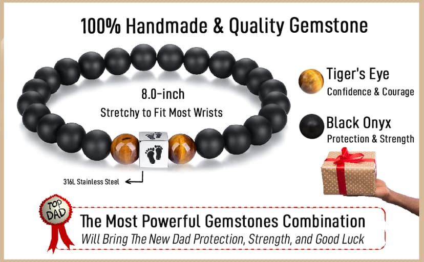 TONY & SANDY First Time Dad Gifts, Daddy to be Bracelet, New Dad Gifts for Men on Father's Birthday Christmas