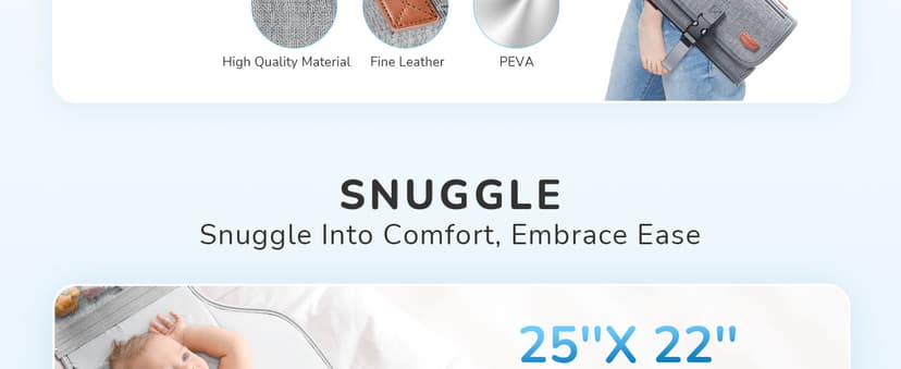 Portable Diaper Changing Pad for Baby, Detachable Travel Changing Pad with Baby Wipes Pocket, Gifts for Baby Shower, Newborn Girls and Boys (Grey)