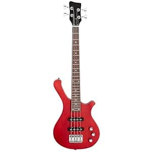 Ktaxon 4 String Electric Bass Guitar, 36-inch Bass Guitar Kit with Split single-coil Pickup, Rosewood Fretboard, Mahogany Body for Kids, Boy and Girl(Red)