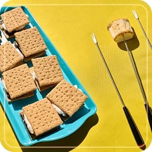 Nostalgia Tabletop Indoor Electric S'mores Maker - Smores Kit With Marshmallow Roasting Sticks and 4 Trays for Graham Crackers, Chocolate, and Marshmallows - Movie Night Supplies - Brown
