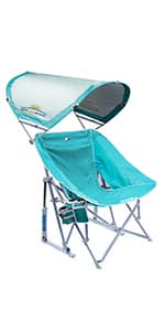 GCI Outdoor Sunshade Backpack Beach Chair | Reclining Folding Canopy Chair with Durable Armrests, Drink Holder & Carry Straps, Perfect for Beach Trips & Picnics — Saybrook Blue