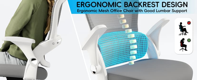 TRALT Ergonomic Office Chair - Comfy Desk Chair with Back Support, Home Office Desk Chairs, Computer Chair, 330lbs Wide Seat Big and Tall Office Chair for Executives (Grey)