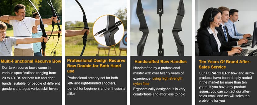 TOPARCHERY Archery 57" Takedown Youth Recurve Bow Hunting Black Long Bow for Beginner Teenagers Right Left Hand Black - Draw Weight 20lbs 30lbs 40lbs