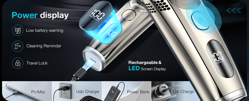 Vacuum Beard Trimmer for Men, New Version Adjustable Precision Trimming Length with 2 Comb, Electric Cordless Vacuum Trimmer for Beard, Waterproof and Rinses Easy, Blades for Skin fit