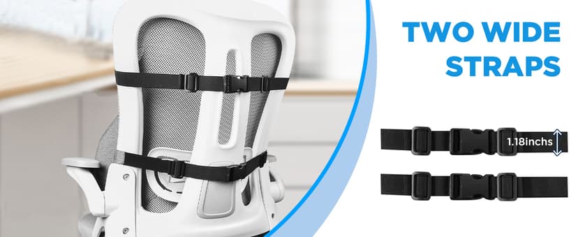 Teemour High Back Support Pillow for Office Chair, Fully Support Back Cushion - Memory Foam Lumbar Support Pillow for Office Chair, Desk, Gaming Chair, Promotes Posture Pain Relief Adjustable Straps