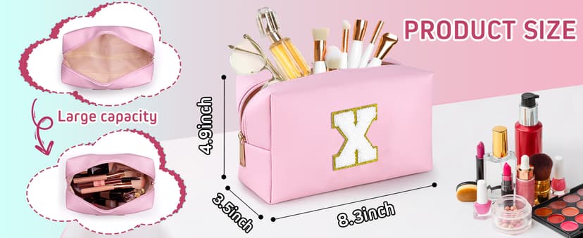 TOPEAST Gifts for Friends Female Mom, Cute Makeup Bag Small Pink Cosmetic Bag Travel Toiletry Bag, Personalized Birthday Gift for Women Girl, Preppy Travel Stuff for Girls (Pink C)