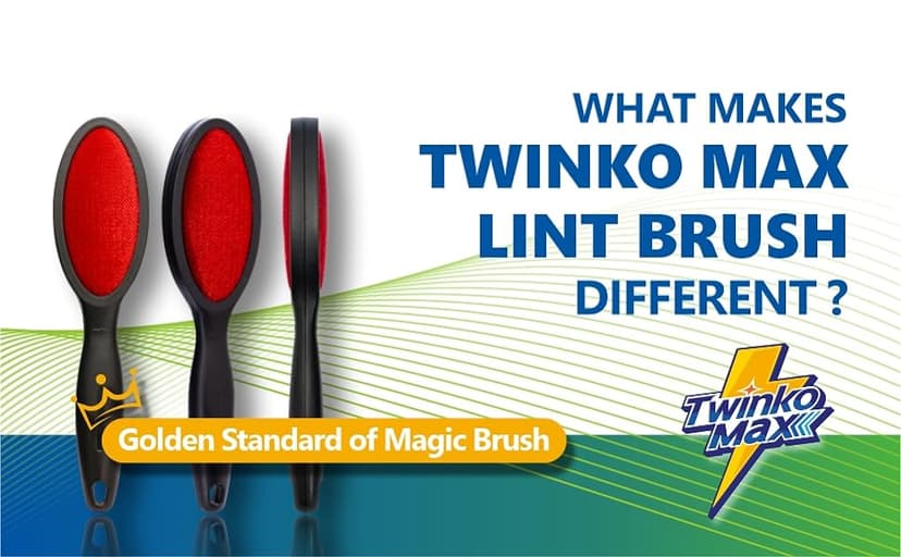Twinko Max Lint Brush, Lint Remover, Pet Hair Remover, Clothes Brush, Magic Lint Remover Brush, Sheet and Carpet Cleaning Brush, 2-Sided and Reusable, No Need Lint Roller Refill.
