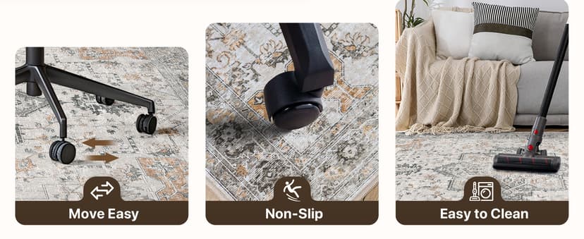 36"x48" Office Chair Mat for Hardwood Tile Floor, Under Desk Carpet Protector for Rolling Computer Chair Mat, Machine Washable Area Rug, Anti-Slip 1/5" Thick Low Pile Thin Vinyl Floor Mat, Taupe
