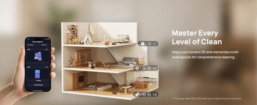 3i G10+ Robot Vacuum and Mop Combo, 18,000 Pa Suction, 60-Day Hands-Free Cleaning with Quiet Debris Compression, Smart LiDAR Navigation, Auto Extension Along Edges, Ideal for Hard Floors & Carpets