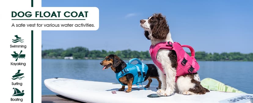 Kuoser Dog Life Jacket High Flotation, Reflective Dogs Life Vest for Swimming Boating, Adjustable Small Medium Large Dog lifejacket, Lightweight Dogs Life Preserver Rescue Handle Spring Summer Pool