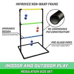 GoSports Ladder Toss Indoor & Outdoor Game Set with 6 Soft Rubber Bolo Balls and Travel Carrying Case - Choose Pro or Classic