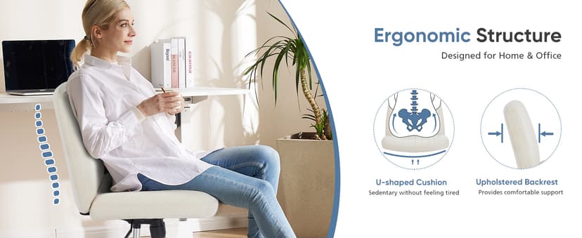 DUMOS Desk Chair No Wheels, Criss Cross Chair Wide Cross Legged Office Desk Vanity Comfy Chair, Armless Adjustable Swivel Chairs for Home Computer Task Beige