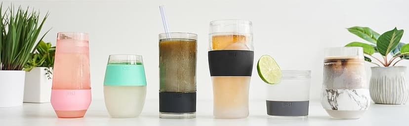 Host Wine Freeze Cup Set of 2 - Plastic Double Wall Insulated Wine Cooling Freezable Drink Glasses with Freezing Gel, Wine Glass Gift for Red and White Wine, 8.5 oz Marble