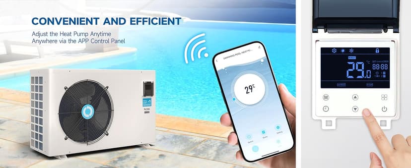 Max 105600BTU Electric Pool Heater for Above and In Ground Pools, 26KW Swimming Pool Heat Pump PLC250, Inverter Heating System, High Efficiency, fits 18/20/26ft Pools, 208~230V/60Hz