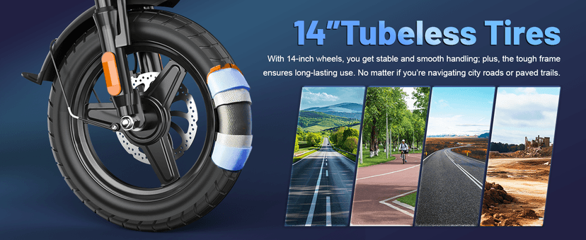 Electric Bike for Adults and Teens, 740W Peak Motor E-Bike with 30-60 Miles PAS Range, 48V 10AH/20AH Removable Battery, 14" Folding Mini Ebike with 20MPH, Electric Bicycle for Commute