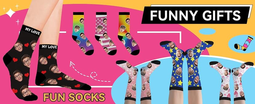 Bemaystar Custom Socks with Photo,Personalized Socks Gifts,Funny Sock Gag Gifts