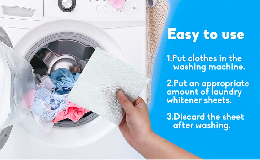 Xcleen Laundry Whitener Sheets 60 count, Chlorine Free, Fragrance Free Bleach for White Clothes, Safe for Use in All Washing Machines