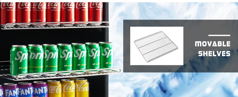 Albott Beverage Refrigerator-24 In fridge with Glass Door, Adjustable Shelves and LED Touch Panel, Under Counter Design for Wine Beer, Built-In or Freestanding Use, 34-64℉