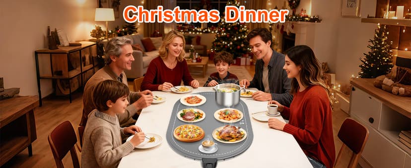 seenlast Warming Mat for Food with Adjustable Temperature Timer,10S Fast Heating Silicone Food Warmers for Parties Buffet and Home Daily,Food Warming Mat with Insulating Pad Raised Feet Protects Table B0FDWZ3ZLC