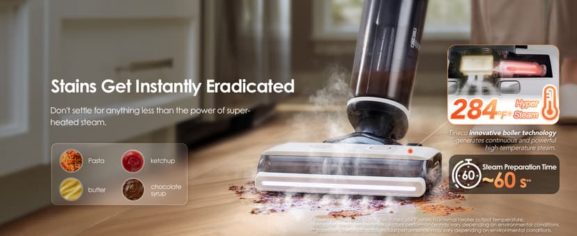 Tineco Floor ONE S7 Steam Cordless Wet Dry Vacuum Steam Mop All-in-One, Floor Washer for Sticky Mess Clean Up on Hard Floors with Digital Display, Self-Cleaning, Edge Cleaning, Safe for Kids & Pets