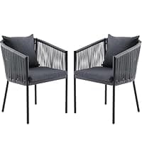 Soohow Rattan Outdoor Patio Dining Chairs Set of 6, Woven Wicker Chairs with Cushions, All Weather Ergonomic Comfort, for Balcony, Backyard and Poolside