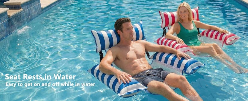 Jasonwell Inflatable Pool Floats Adult - Fabric Pool Floaties Chair Lake Beach Floating Lounger Chair Swimming Pool Noodles Water Hammock Float Mesh Party Floaty Toys Fun for Adults Heavy Duty