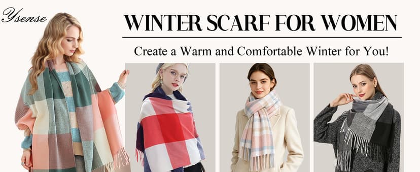 YSense Winter Scarf for Women Long Plaid Scarves Ladies Gifts B01KJP4KOM