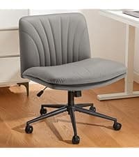 Marsail Criss Cross Office Chair with Wheels, Armless Wide Desk Chair for Active Sitting, PU Leather Cross Legged Chair for Home Office, Pet-Friendly & Easy Clean, Beige