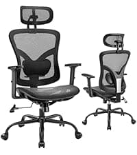 Marsail Ergonomic Mesh Office Chair High Back Home Office Desk Chair with Adaptive Lumbar Support, 2D Headrest, 3D Flip-Up Armrests, Height Adjustable and Rocking Tilt for Home Office and Gaming