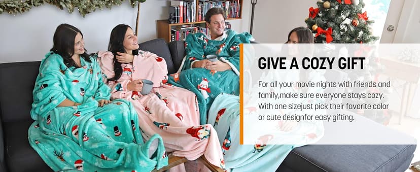 Cozy Sleeve Design for Hands-Free Comfort, Perfect for Reading, TV Time & Relaxing, Christmas & Birthday Gift Catalonia Wearable Blanket with Sleeves for Women & Men, Fleece Wrap Throw B075M2FQYV